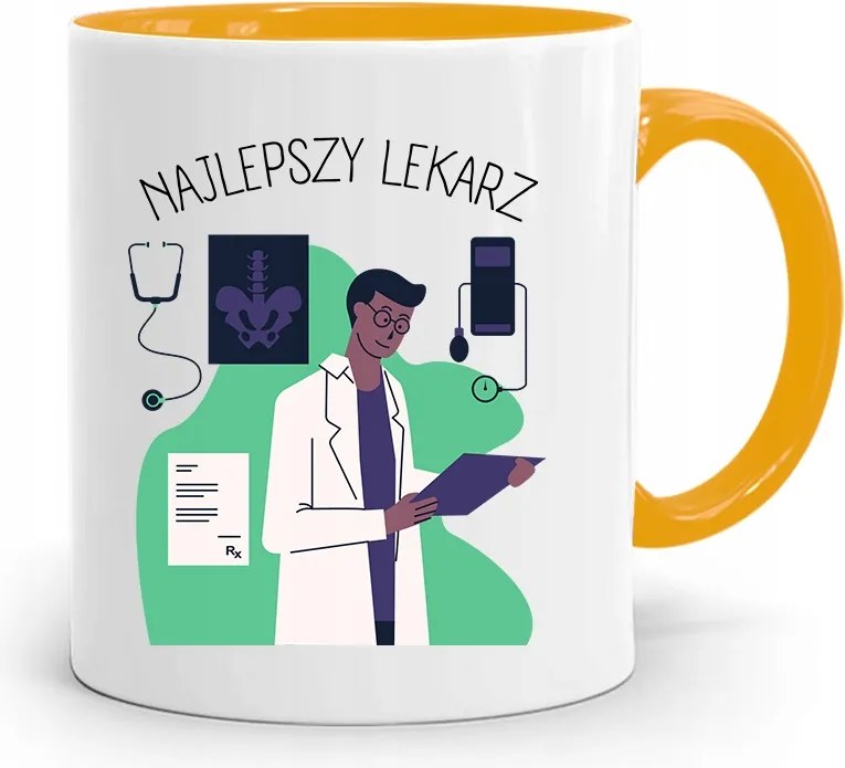 Sárga Bögre Orvosnak Legjobb Orvos Ajándék fényképes nyomtatással