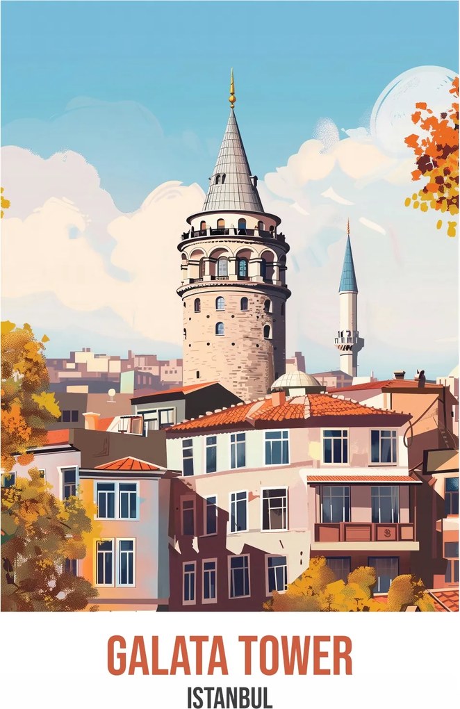 Poszter 20x30cm Galata Tower, Isztambul
