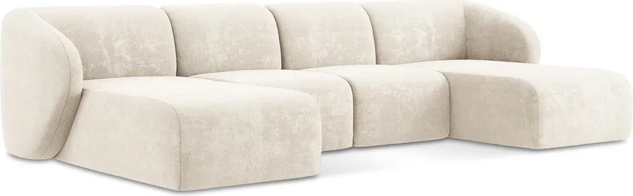 Bézs zsenília (U alakú) sarokkanapé Lani – Makamii