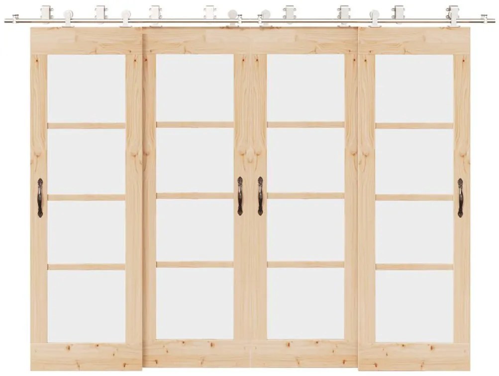 ezüstszínű rozsdamentes acél tolóajtó fémszerelék készlet 366cm