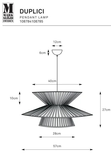 Markslöjd 108784 - Csillár zsinóron DUPLICI 1xE27/40W/230V fekete/bambusz