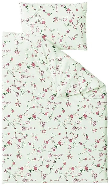 Krepp ágyneműhuzat FLORAL CREAM világoszöld Ágyneműhuzat mérete: 70 x 90 cm | 140 x 200 cm