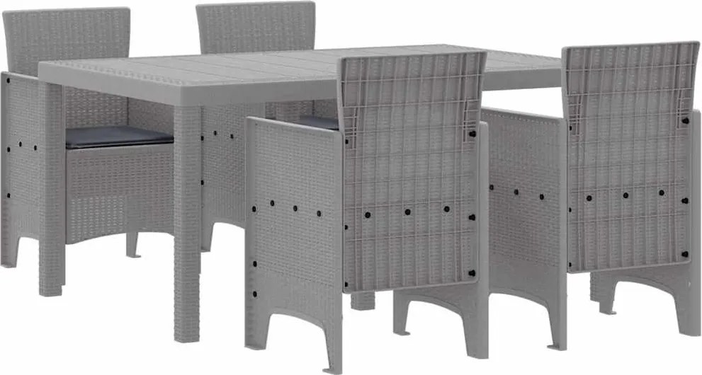 vidaXL Kert étkező szett 5 pcs Világosszürke Polt rattan