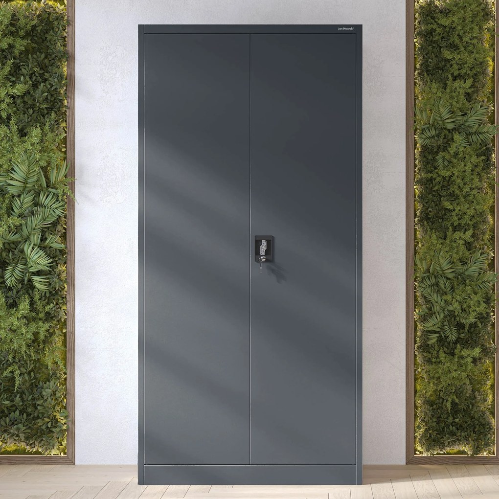 Fém öltözőszekrény DAWID, 900 x 1850 x 450 mm, antracit