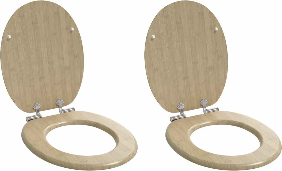 Lágy záródású WC ülőke 2 pcs Világos bambusz szín 44 x 38 cm