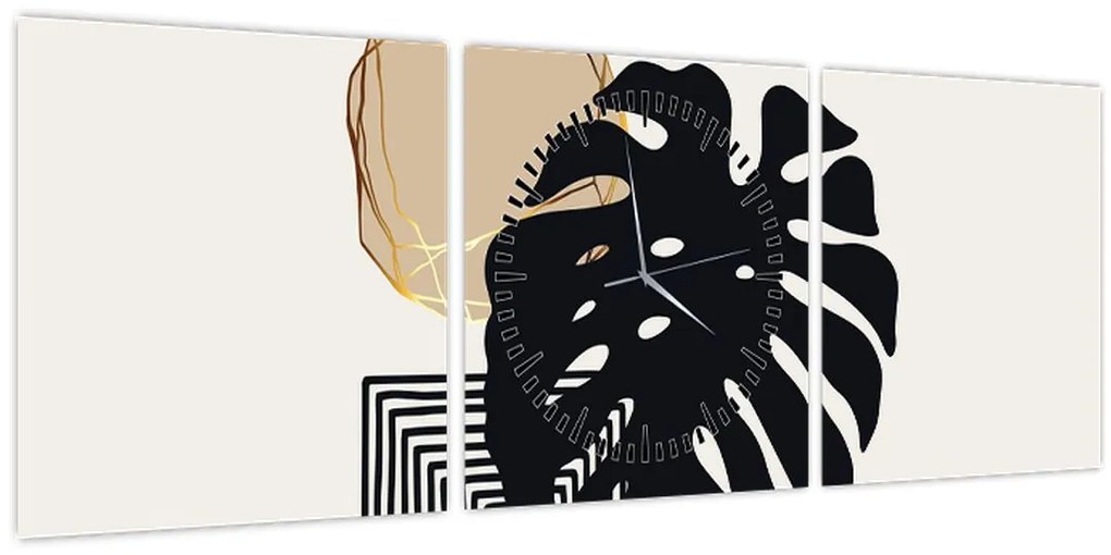 Kép - Absztrakció trópusi levelekkel N⁰2 (órával) (90x30 cm)