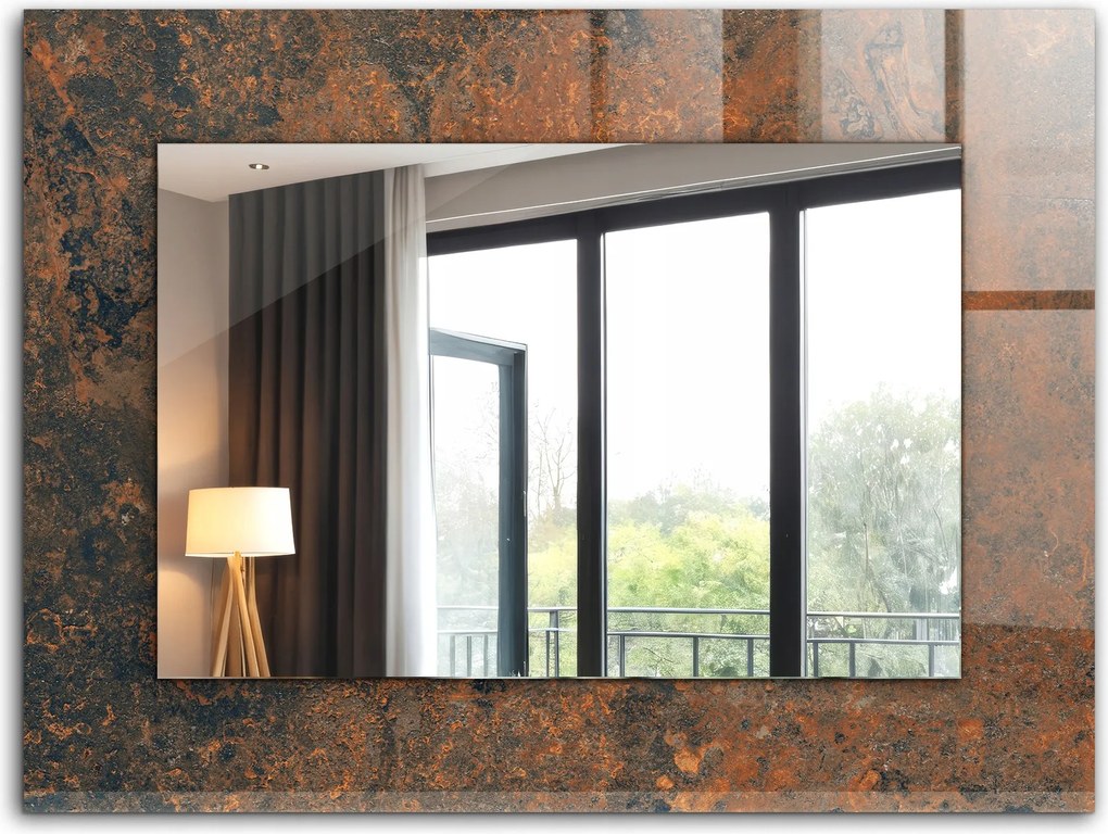 Fürdőszobai fali tükör dekoratív üveg kerettel 80x60 cm Rozsdamentes fém