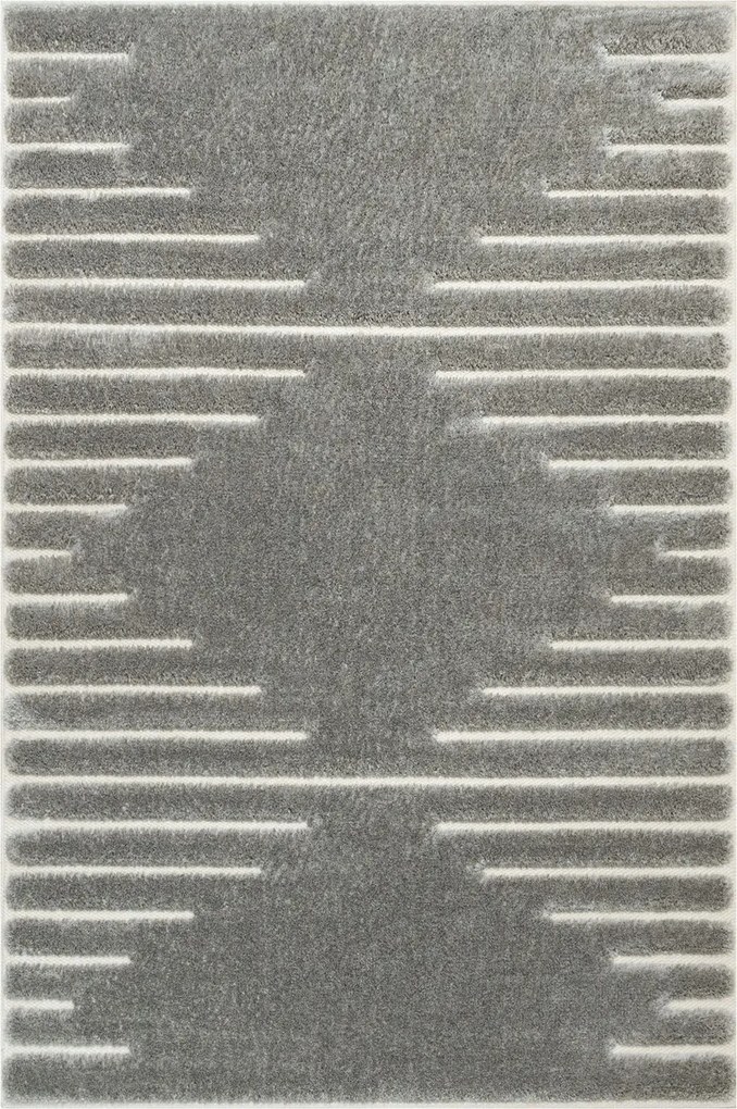 Shaggy Szőnyeg Szürke Krémszínű Rombusz Mintás Boho Lula 120x170 cm