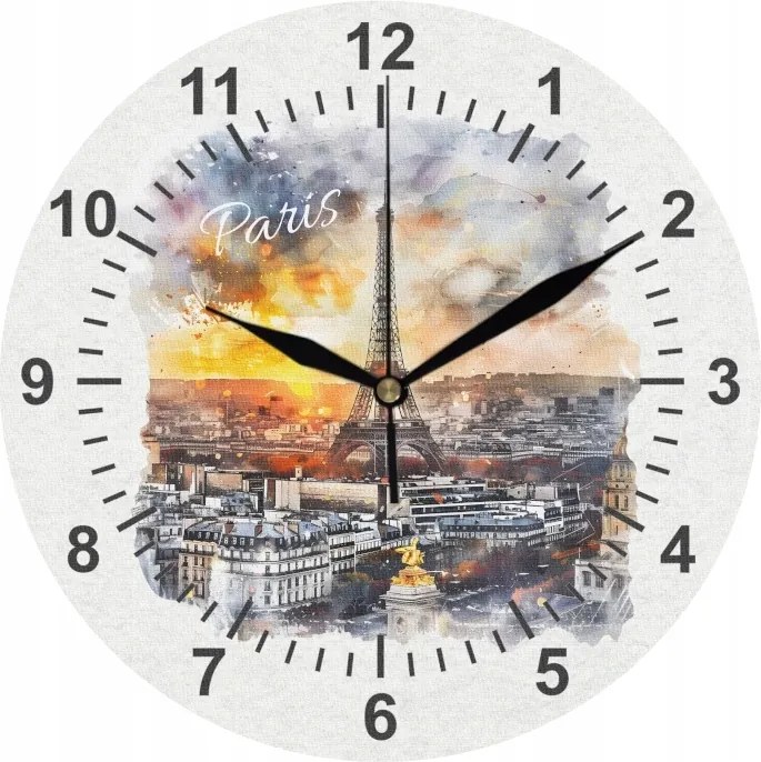 Dekoratív falióra Párizs Paris naplementekor 35 cm