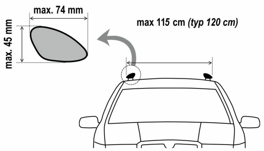 Compass ALU-TOP TÜV keresztirányú tetőcsomagtartó  120 cm, 2 db