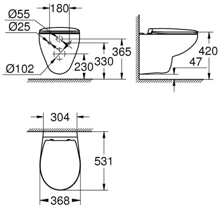 GROHE 39351000 - Fali WC BAU CERAMIC 53,1 × 36,8 × 36,3 cm kerámia/fehér