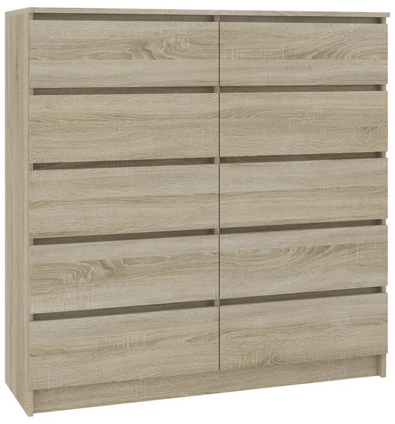 ARMARIA K160 10SZ komód, 160x121x40, fehér/magasfényű fekete