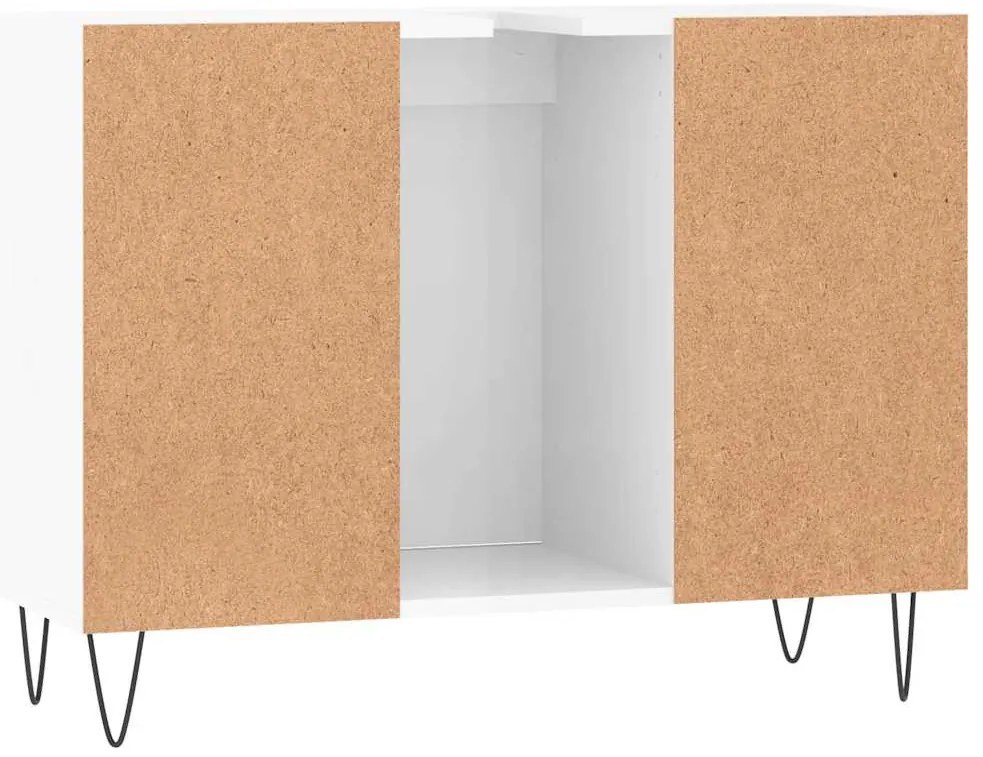 magasfényű fehér szerelt fa fürdőszobaszekrény 80 x 33 x 60 cm