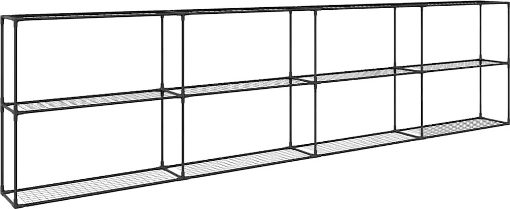 vidaXL 3-szintes növénypolc Fekete 400 x 32 x 104 cm Acél