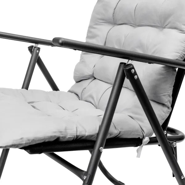 Összecsukható kempingszék matraccal fekete/szürke