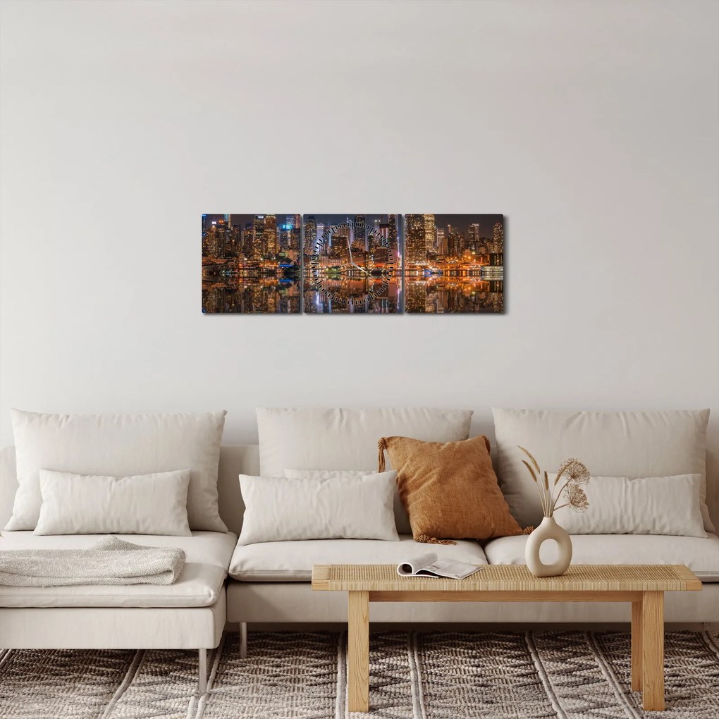 Kép - Felhőkarcolók (órával) (90x30 cm)