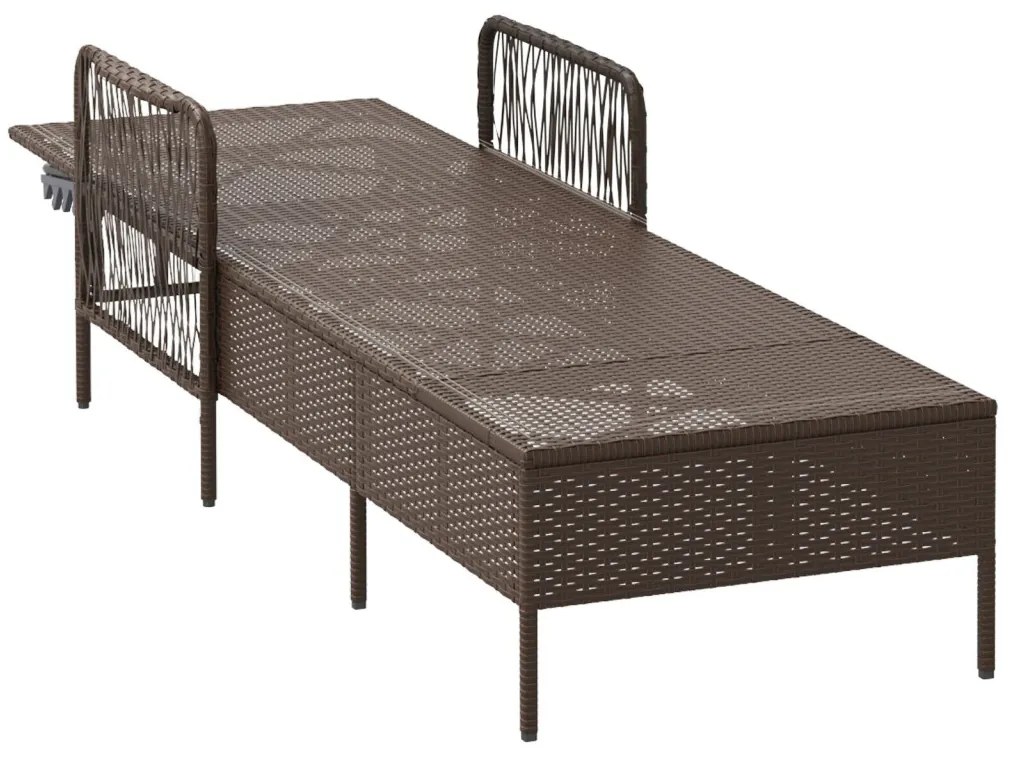 Napágy Barna és krémfehér PE Rattan 157 x 55 x 92 cm