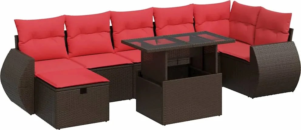 vidaXL 8 részes barna polyrattan akácfa kerti ülőgarnitúra párnákkal