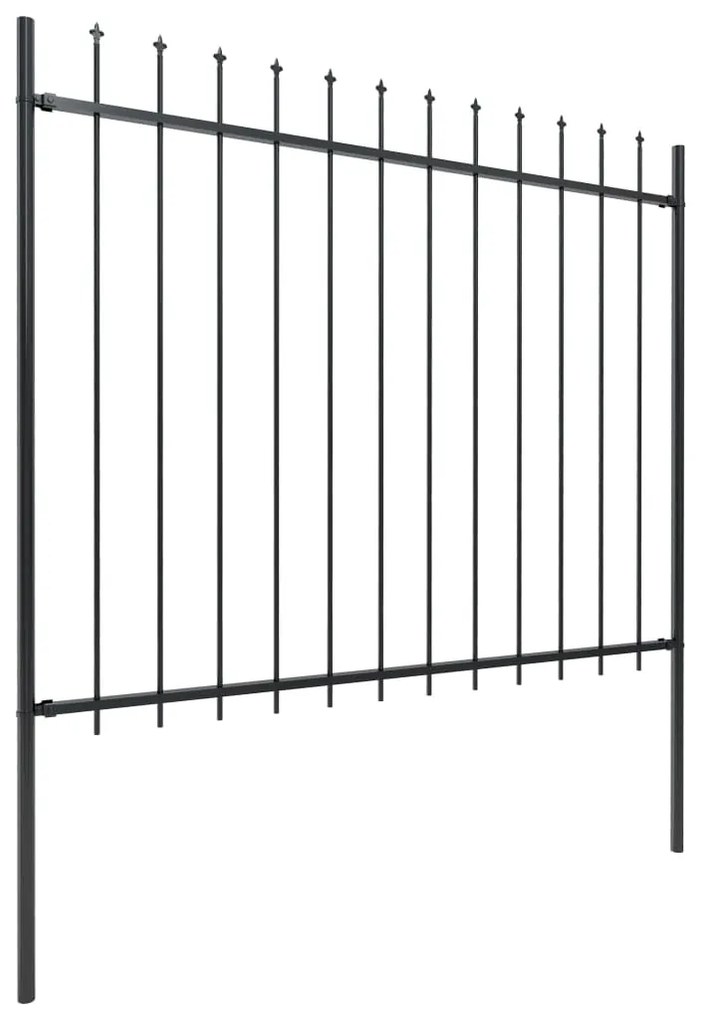 vidaXL fekete acél kerti kerítés lándzsás tetejű 359 x 150 cm