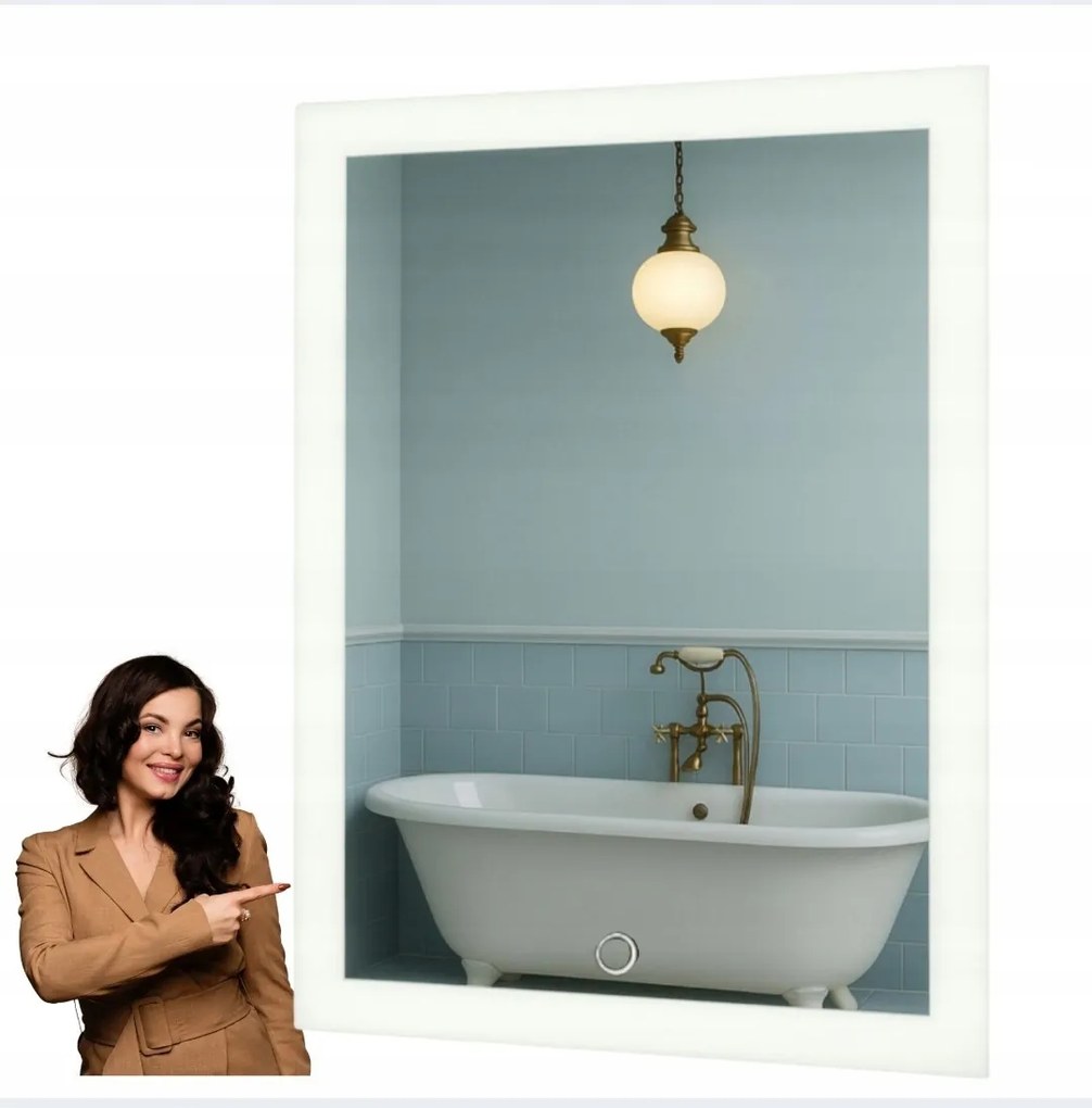 Led Tükör 50x70 CM Led Háttérvilágítással Taurus Érintőkapcsoló