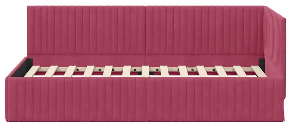 Sarokágy keret fejtámlával bordó 90 x 200 cm Bársony