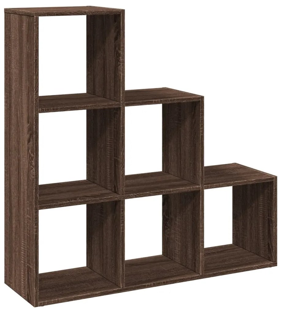 3 szintes barna tölgy fa térelválasztó könyvespolc 99x29x99 cm