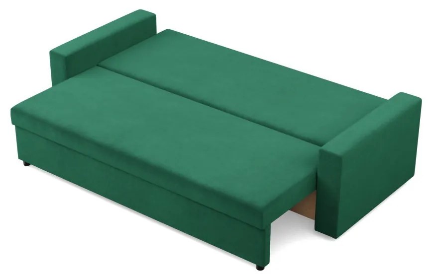 Zeus kanapéágy, bársony, hab töltet, egyenes kartámasz, zöld