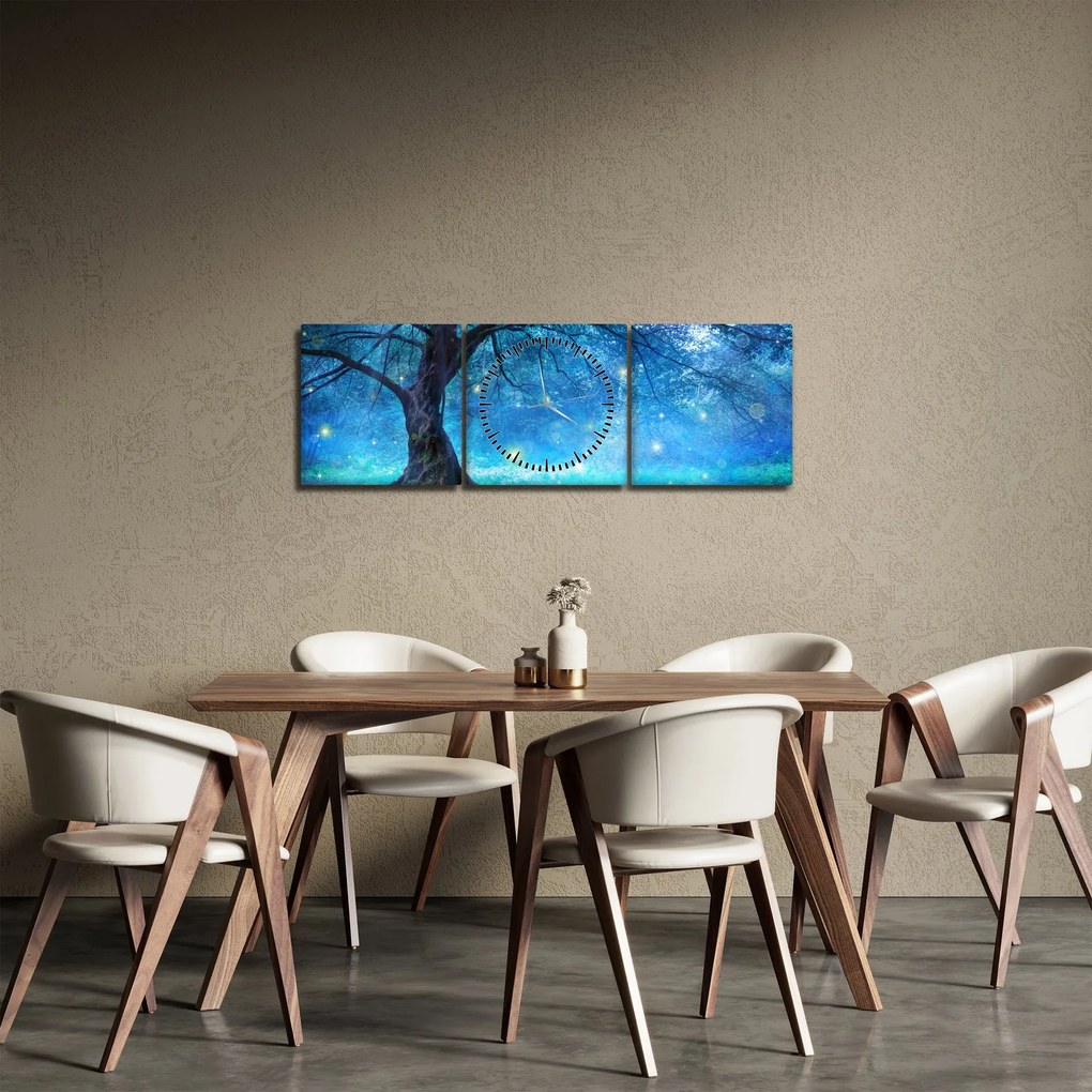 Kép - Misztikus erdő (órával) (90x30 cm)