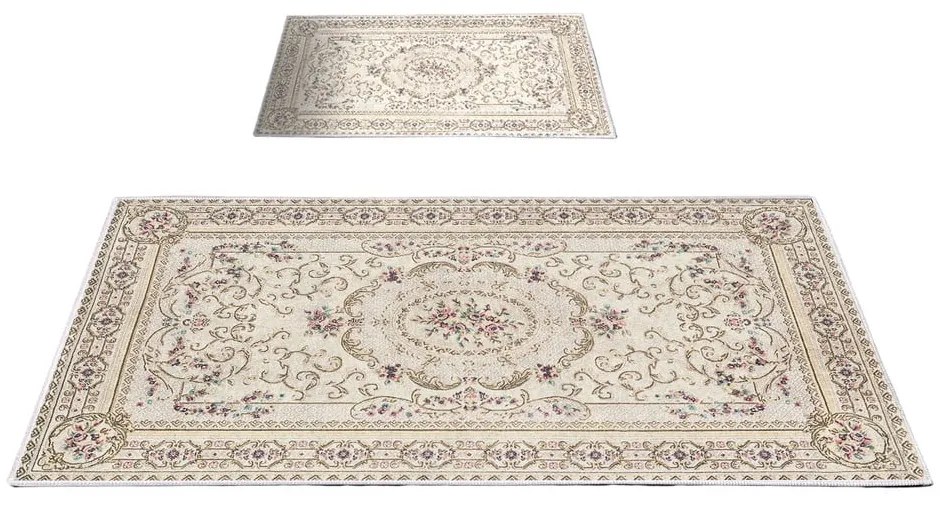 Barna-bézs fürdőszobai kilépő szett 2 db-os 60x100 cm – Foutastic