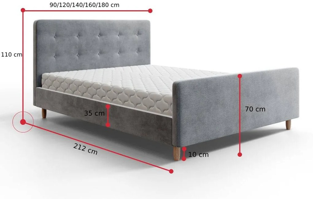 OSCAR kárpitozott ágy, 140x200, itaka 34