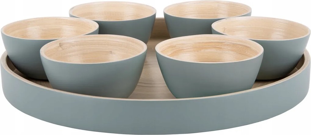 Snack Tálak Bambusz Zöld 6 db tálca Snack Szett