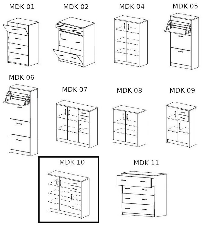 Mdk II New Cipősszekrény 10 fehér N