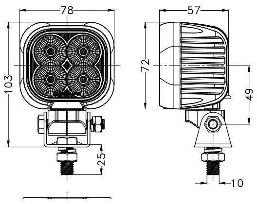 LED Autós spotlámpa BLACK LED/40W/10-30V IP69 5700K szögletes