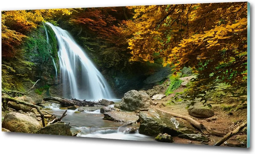 fotó-kép 100x50 plexi Vízesés az erdőben