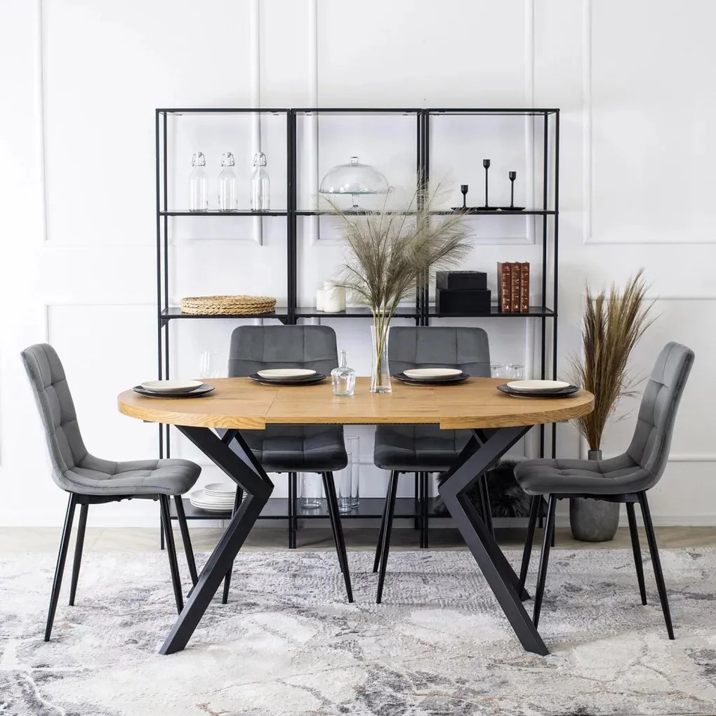 Étkezőszék szürke színben, bársony kárpittal PERU