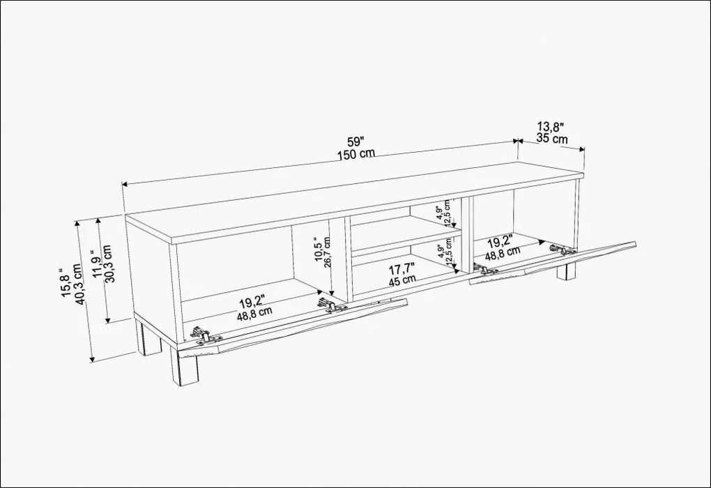 Lukas TV-állvány, fehér, 150 cm – TR322RTC2151