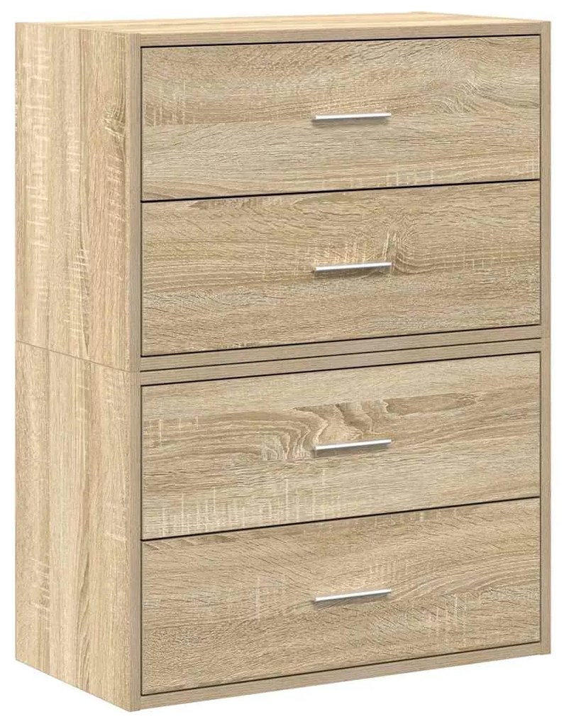 2 db sonoma tölgy szerelt fa szekrény 2 fiókkal 60 x 31 x 40 cm