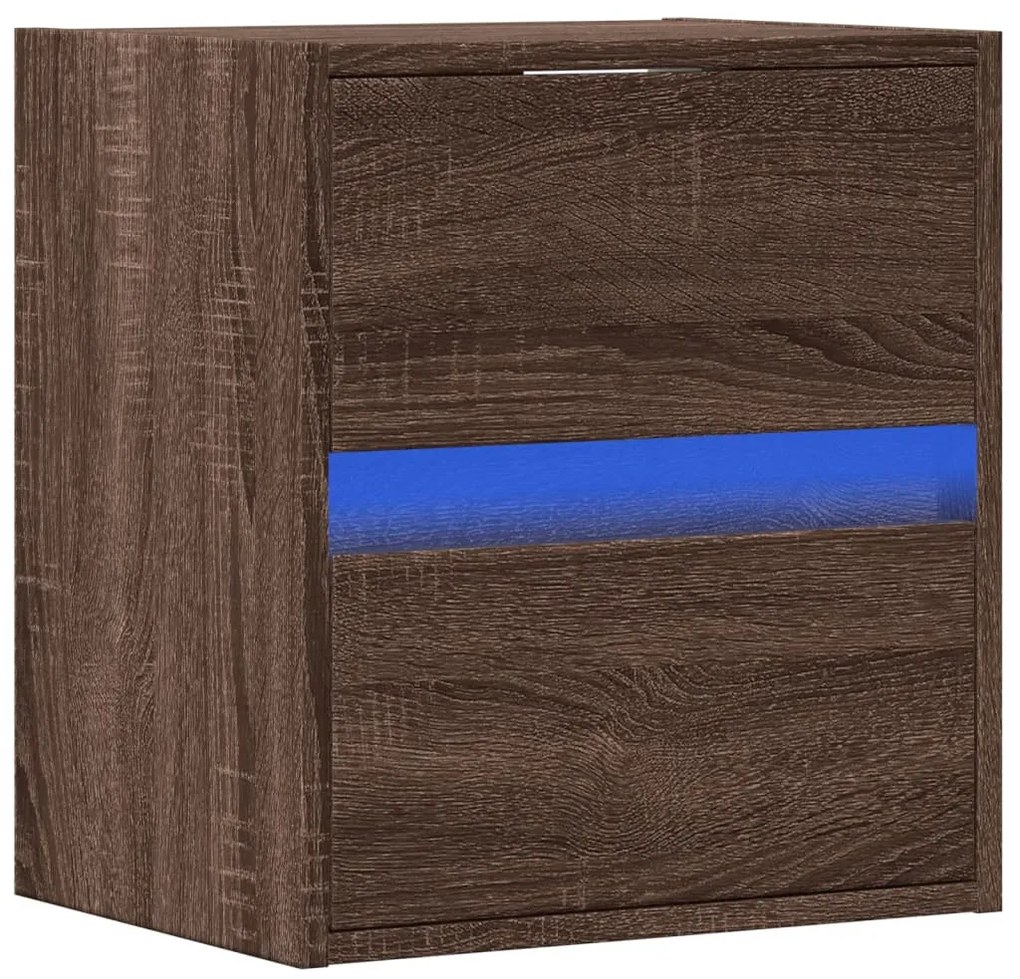barna tölgyszínű fali TV-szekrény LED-del 41 x 31 x 45 cm