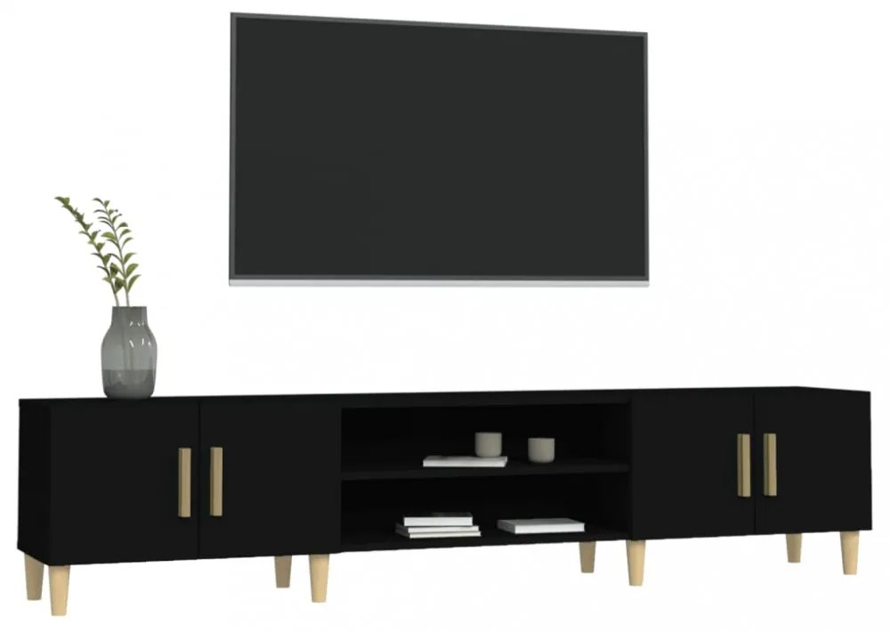 fekete szerelt fa TV-szekrény 180 x 31,5 x 40 cm