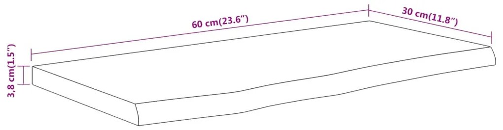 tömör akácfa téglalap alakú fali polc 60 x 30 x 3,8 cm