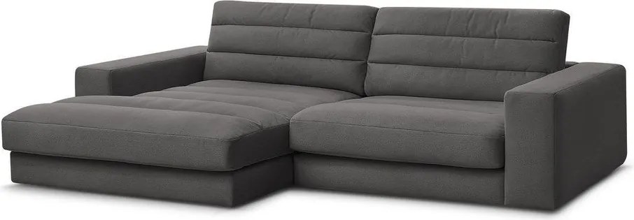 Antracitszürke bársony sarokkanapé (bal oldali-heverő résszel) Sierra – Bobochic Paris
