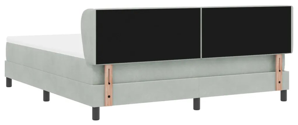Boxspring Ágy Matrac Kivilágos Szürke 180x200 cm Bársony