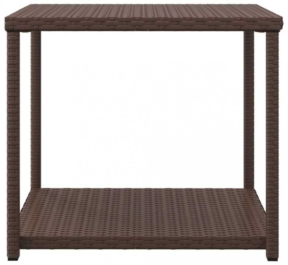 barna polyrattan kisasztal 55 x 45 x 49 cm