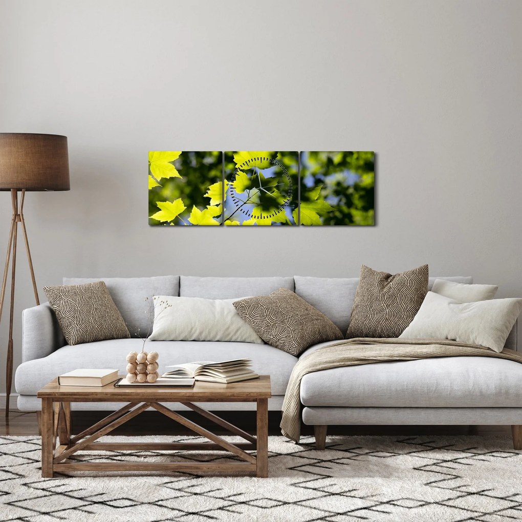 Kép - juhar levelek (órával) (90x30 cm)