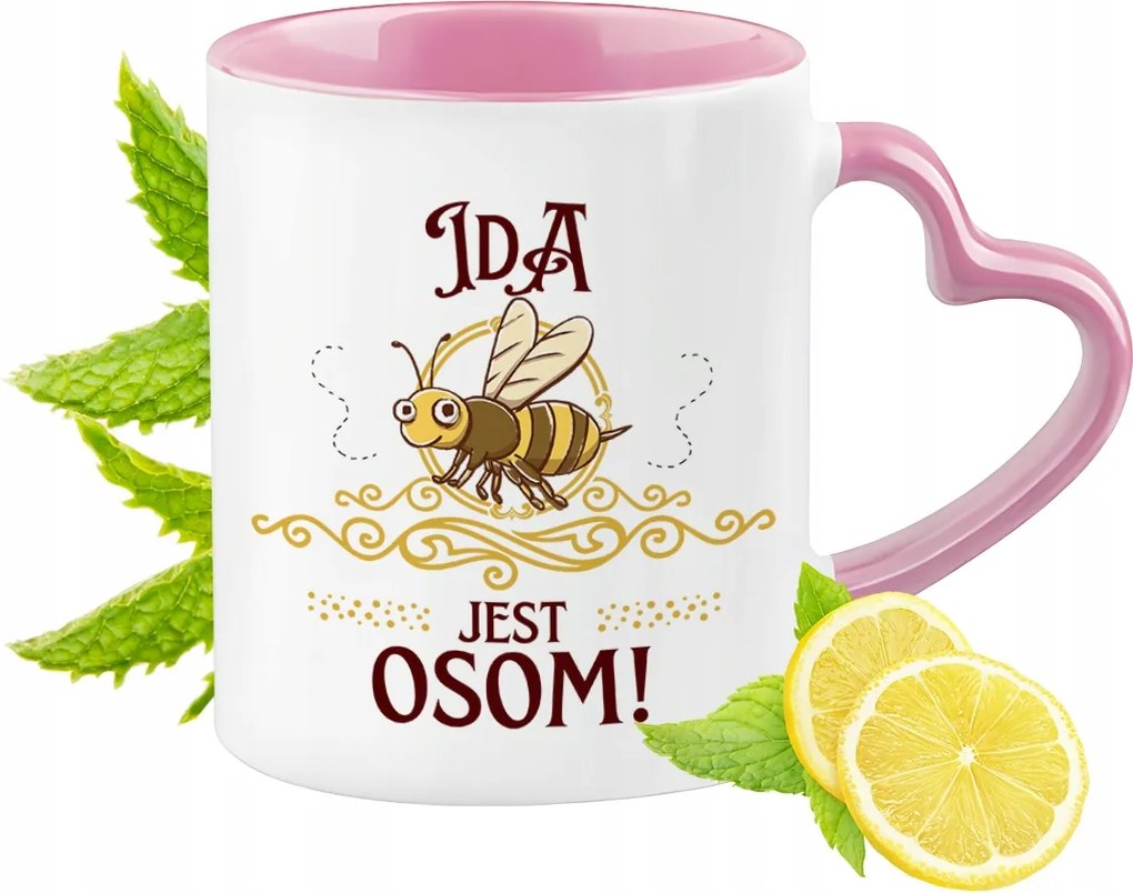 Ida bögre rózsaszín, szív alakú füllel Kávés Ajándék