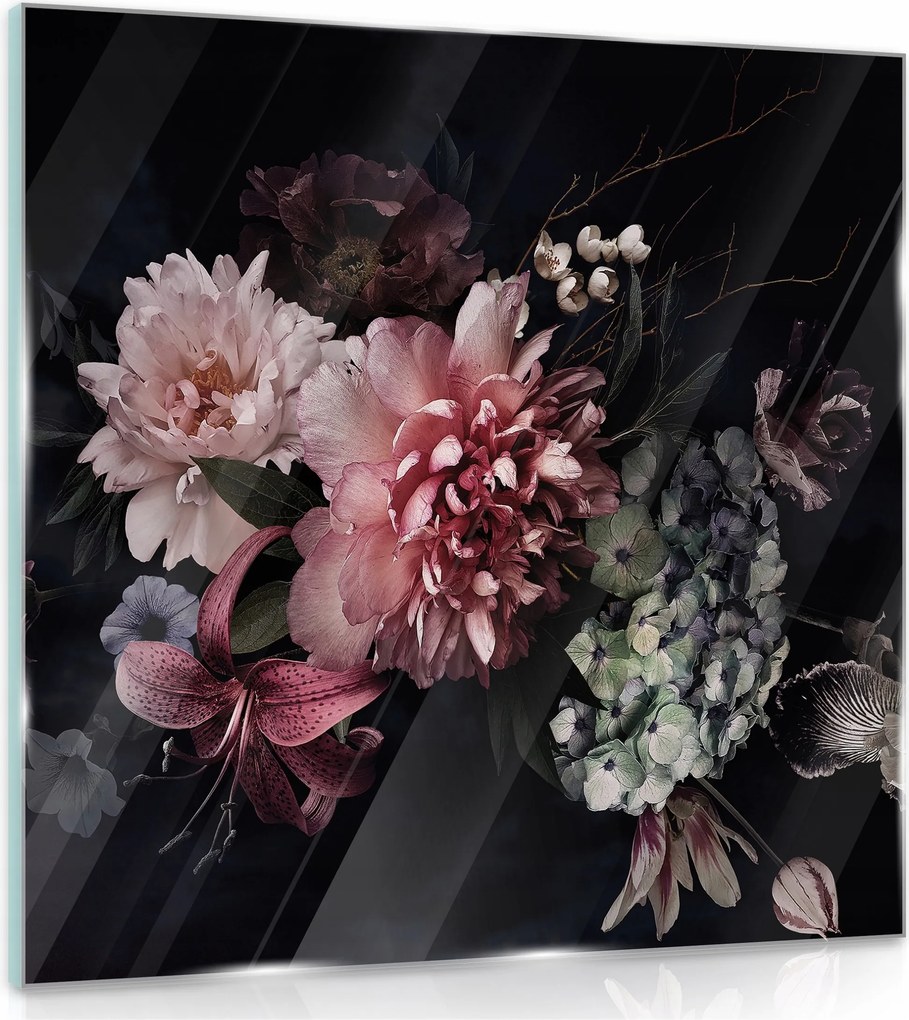 Üvegfestmény Fürdőszoba Virágok 30x30