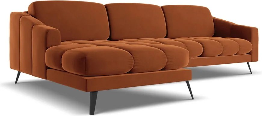 Narancssárga bársony sarokkanapé (bal oldali) Nalu – Makamii