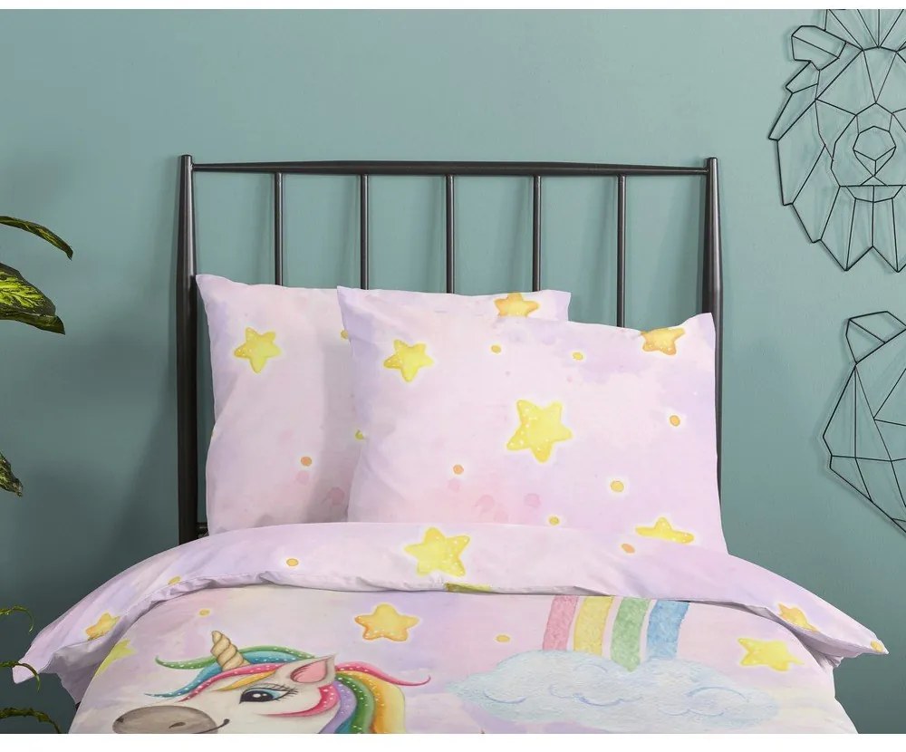 Rózsaszín egyszemélyes pamut gyerek ágyneműhuzat 140x200 cm Unisweet – Good Morning