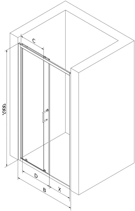 Mexen APIA zuhany tolóajtó a nyílásig 125cm, átlátszó / szalag, 845-125-000-01-20