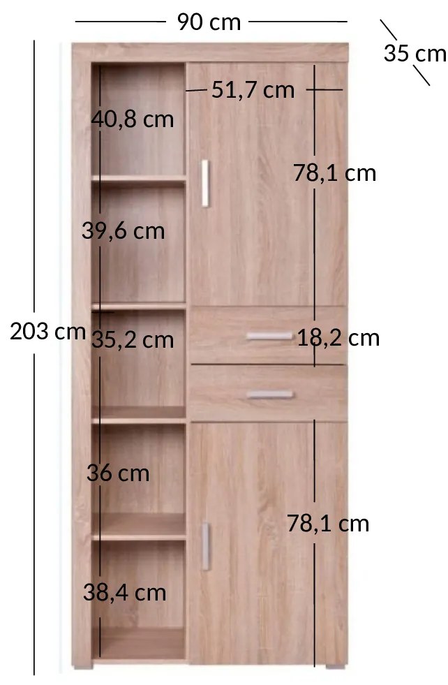 Regál Dalila 2D2S (szonoma tölgy). Akció -16%. 1052837